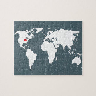 Quebra-cabeça Mapa do mundo. azul e branco