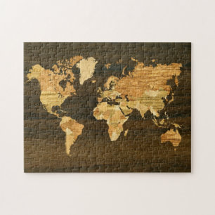 Quebra-cabeça Mapa do mundo de madeira