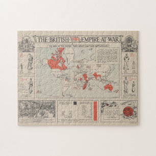 Quebra-cabeça Mapa do Mundo do Império Britânico Vintage (1916