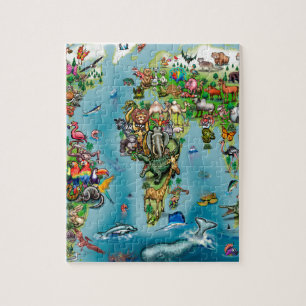 Quebra-cabeça Mapa do mundo dos animais