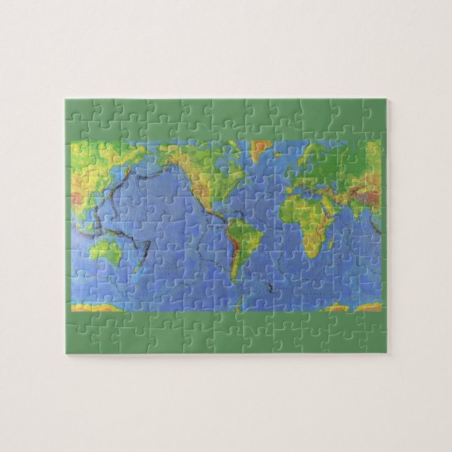 Quebra-cabeça Mapa do mundo físico 1994 - Placas tectônicas - US (Horizontal)