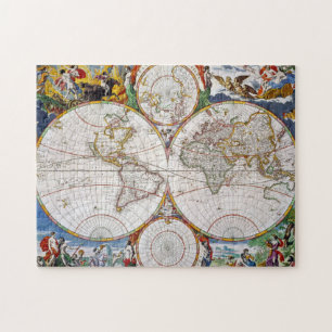 Quebra-cabeça MAPA DO MUNDO, século XVII