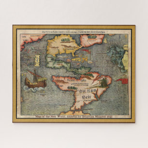 Quebra-cabeça Mapa do Novo Mundo, América por Sebastian Munster
