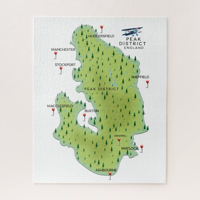 Quebra-cabeça Mapa do Peak District Inglaterra (Vertical)