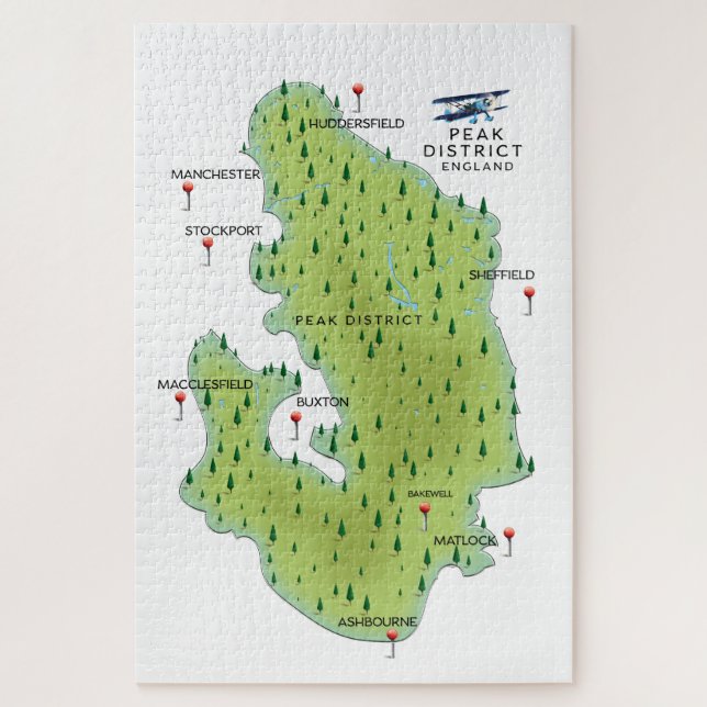 Quebra-cabeça Mapa do Peak District Inglaterra (Vertical)