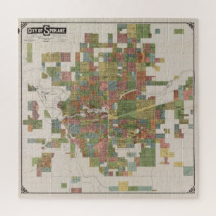 Quebra-cabeça Mapa do Spokane WA (1910)