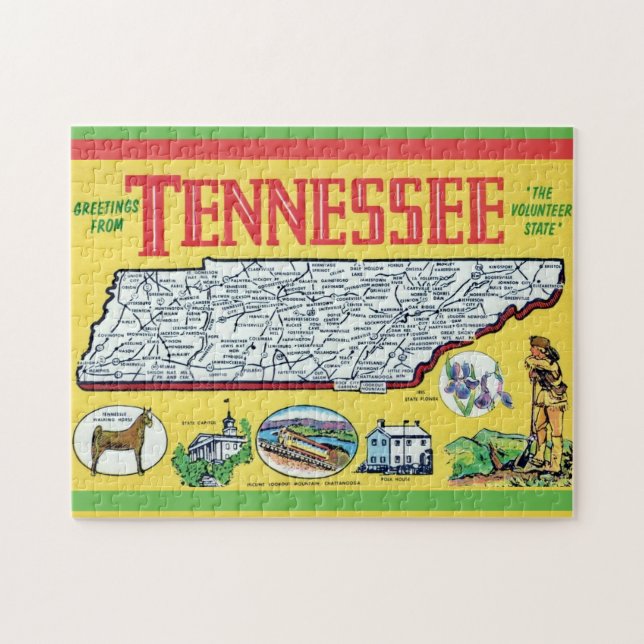 Quebra-cabeça Mapa do Tennessee Vintage (Horizontal)