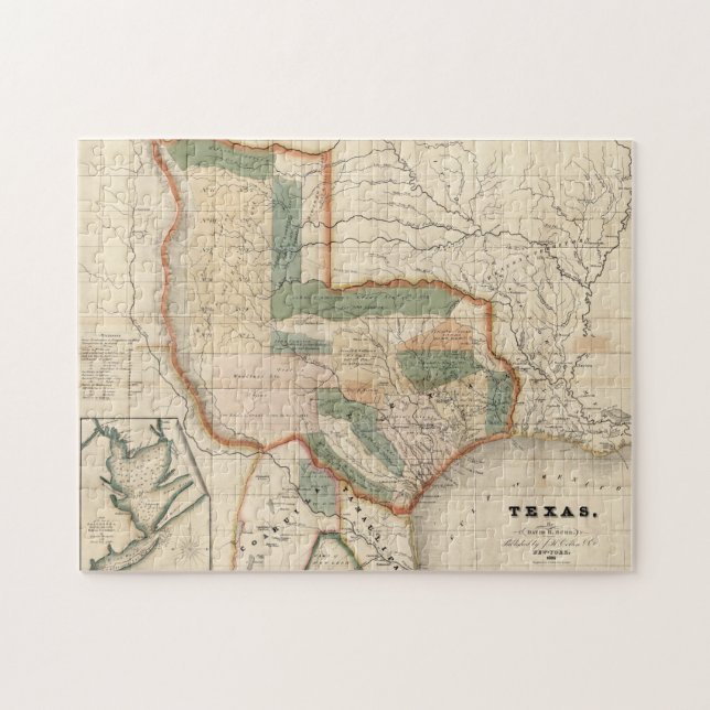 Quebra-cabeça Mapa do Texas (1835) (Horizontal)