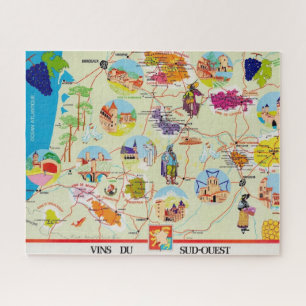 Quebra-cabeça Mapa do vinho da França 16x20