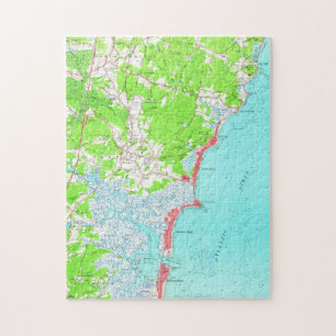 Quebra-cabeça Mapa do vintage da praia New Hampshire de Hampton