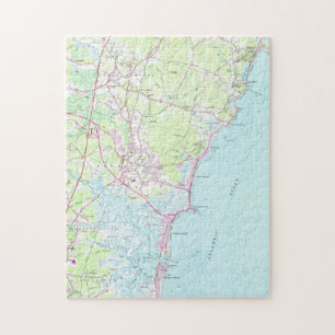 Quebra-cabeça Mapa do vintage da praia NH de Hampton (1957)