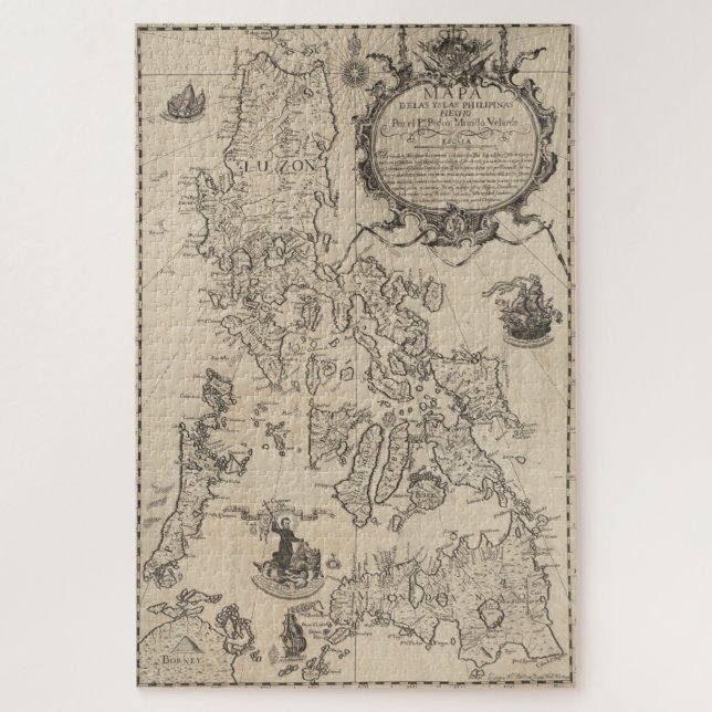 Quebra-cabeça Mapa do Vintage das Filipinas (1744) (Vertical)