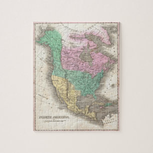 Quebra-cabeça Mapa do vintage de America do Norte (1827)