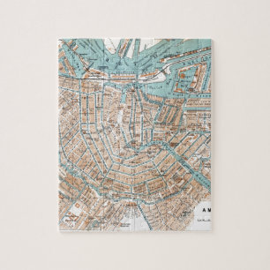 Quebra-cabeça Mapa do vintage de Amsterdão (1905)