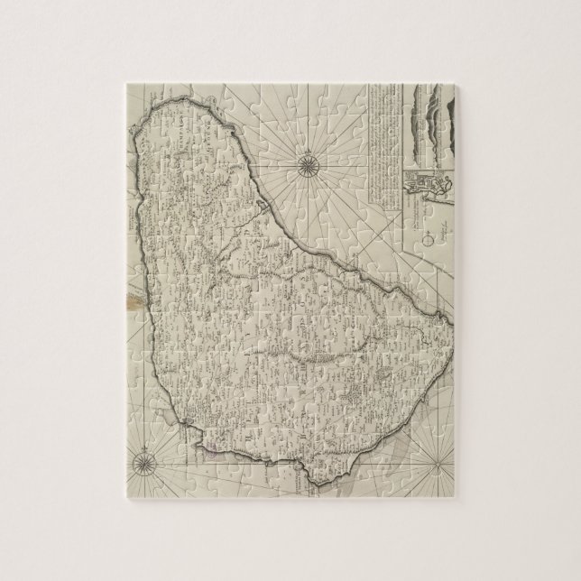 Quebra-cabeça Mapa do vintage de Barbados (1725) (Vertical)