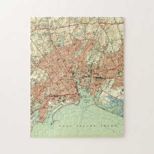 Quebra-cabeça Mapa do vintage de Bridgeport Connecticut (1951) 2