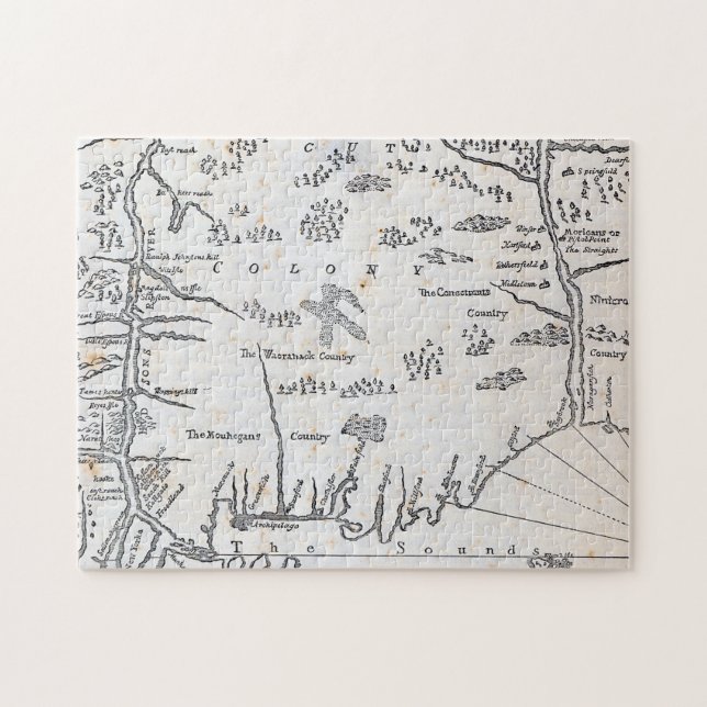 Quebra-cabeça Mapa do vintage de Connecticut (Horizontal)