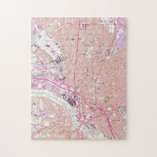 Quebra-cabeça Mapa do vintage de Dallas Texas (1958)