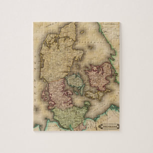 Quebra-cabeça Mapa do vintage de Dinamarca (1831)