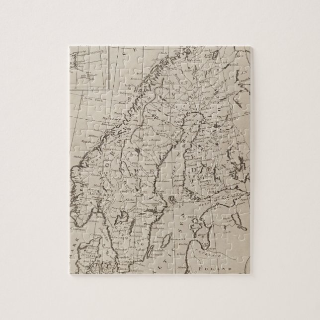 Quebra-cabeça Mapa do vintage de Escandinávia (1800) (Vertical)