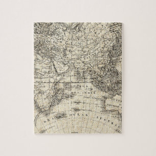 Quebra-cabeça Mapa do vintage de Europa e de Ásia
