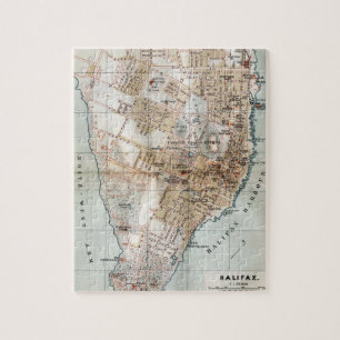 Quebra-cabeça Mapa do vintage de Halifax Nova Escócia (1890)