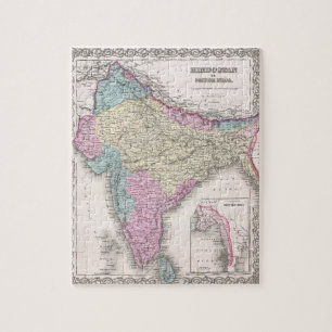 Quebra-cabeça Mapa do vintage de India (1855)