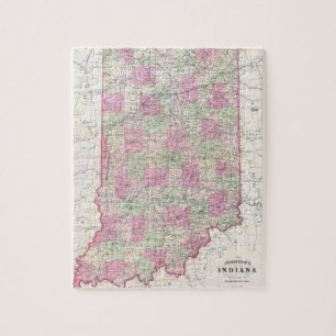 Quebra-cabeça Mapa do vintage de Indiana (1864)