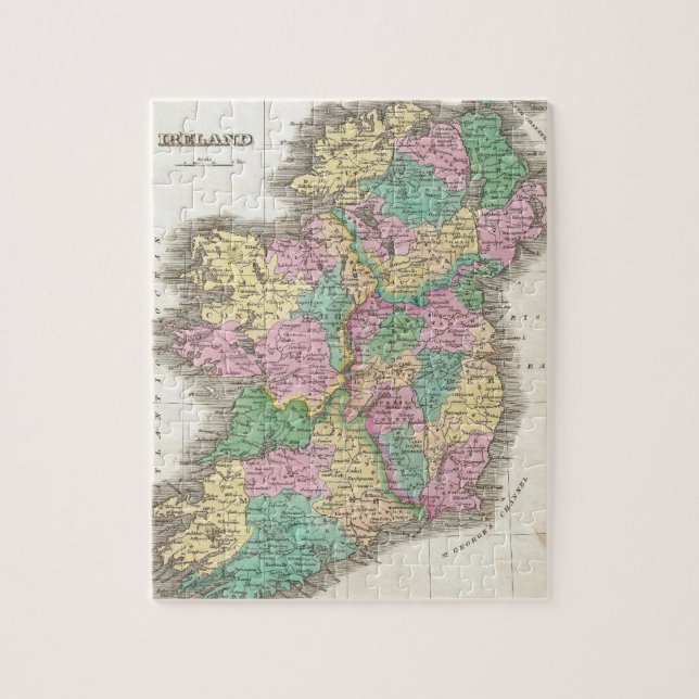 Quebra-cabeça Mapa do vintage de Ireland (1827) (Vertical)