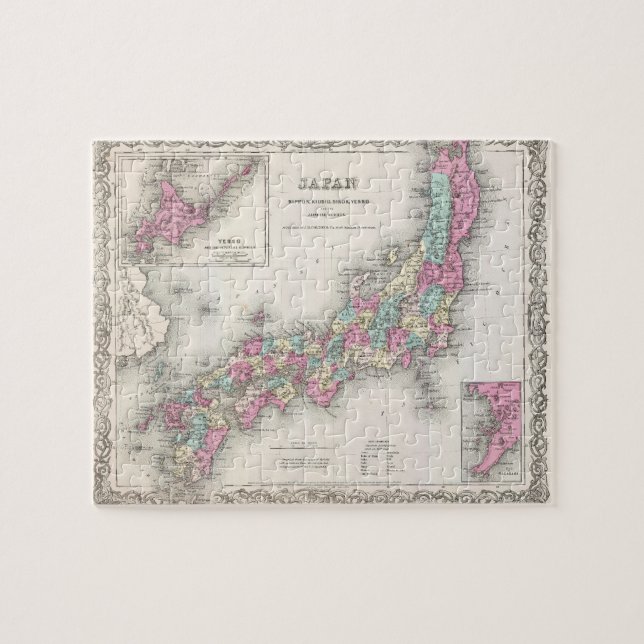 Quebra-cabeça Mapa do vintage de Japão (1855) (Horizontal)