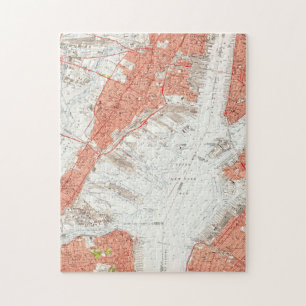 Quebra-cabeça Mapa do vintage de Jersey City NJ (1955)