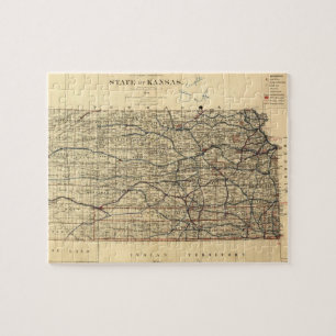 Quebra-cabeça Mapa do vintage de Kansas (1884)