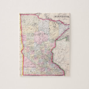 Quebra-cabeça Mapa do vintage de Minnesota (1864)