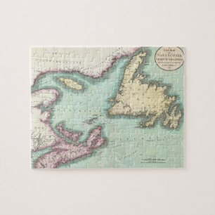Quebra-cabeça Mapa do vintage de Nova Escócia e de Terra Nova