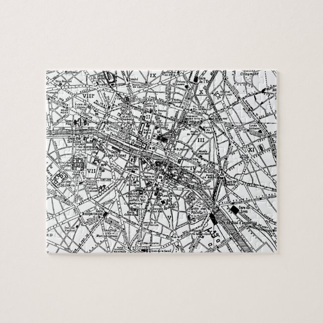 Quebra-cabeça Mapa do vintage de Paris (1911) (Horizontal)