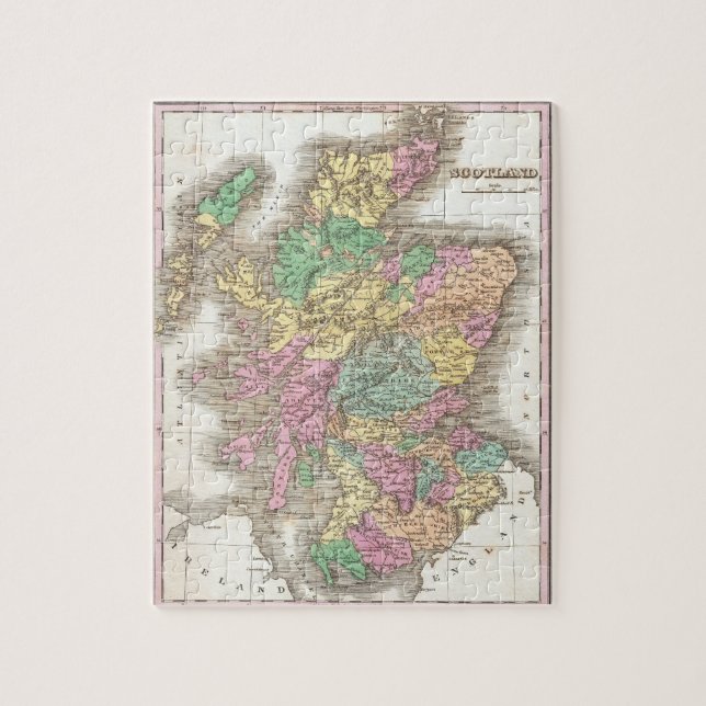 Quebra-cabeça Mapa do vintage de Scotland (1827) (Vertical)
