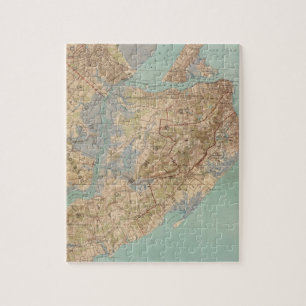 Quebra-cabeça Mapa do vintage de Staten Island (1891)