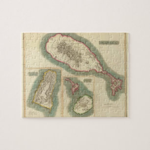 Quebra-cabeça Mapa do vintage de várias ilhas do caribe