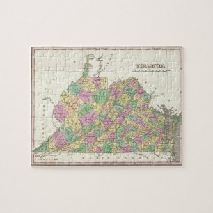 Quebra-cabeça Mapa do vintage de Virgínia (1827)