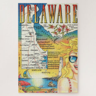 Quebra-cabeça Mapa do Vintage Delaware 20x30