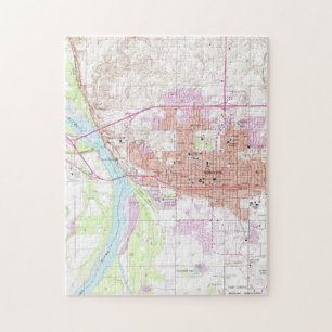 Quebra-cabeça Mapa do vintage do Bismark North Dakota (1962)