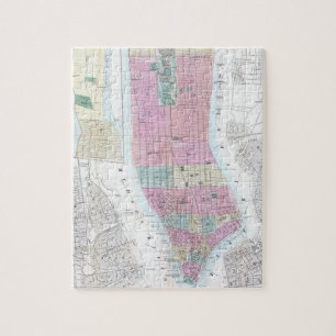 Quebra-cabeça Mapa do vintage do Lower Manhattan (1865)