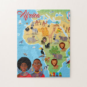 Quebra-cabeça Mapa dos desenhos animados de África