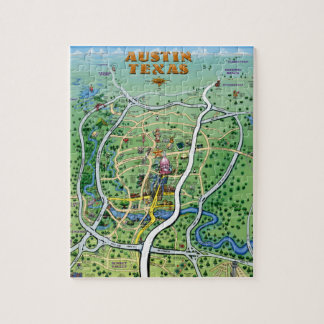 Quebra-cabeça Mapa dos desenhos animados de Austin Texas