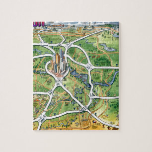 Quebra-cabeça Mapa dos desenhos animados de Houston Texas