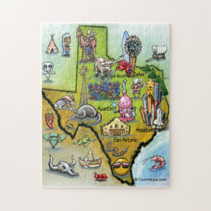 Quebra-cabeça Mapa dos desenhos animados de Texas