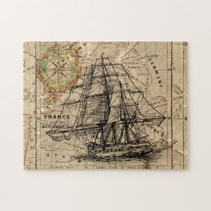 Quebra-cabeça Mapa e Navio do Antigo General da França