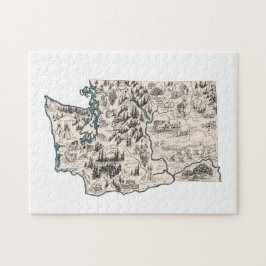 Quebra-cabeça Mapa Evergreen de Imagens Vintage em Washington