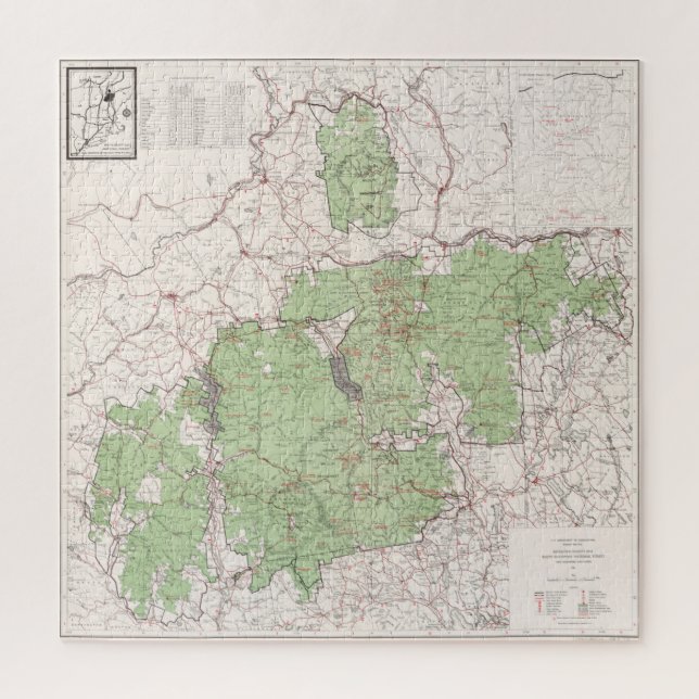 Quebra-cabeça Mapa Florestal Nacional das Montanhas Brancas Vint (Vertical)