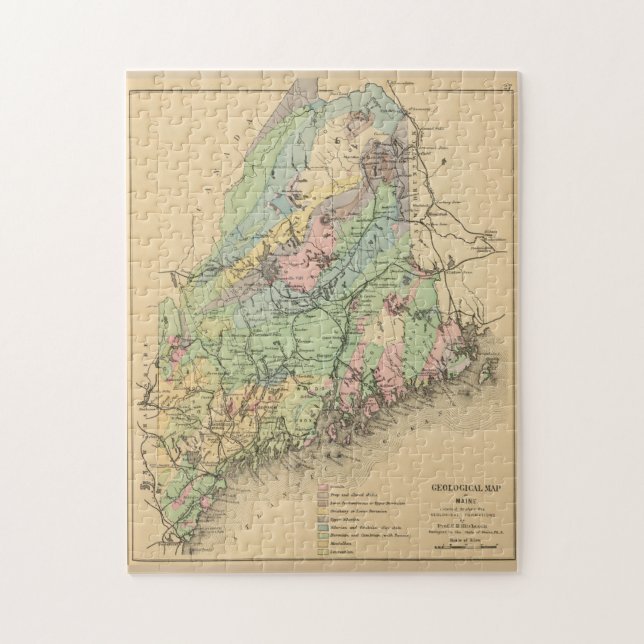 Quebra-cabeça Mapa Geológico do Vintage Maine (1894) (Vertical)